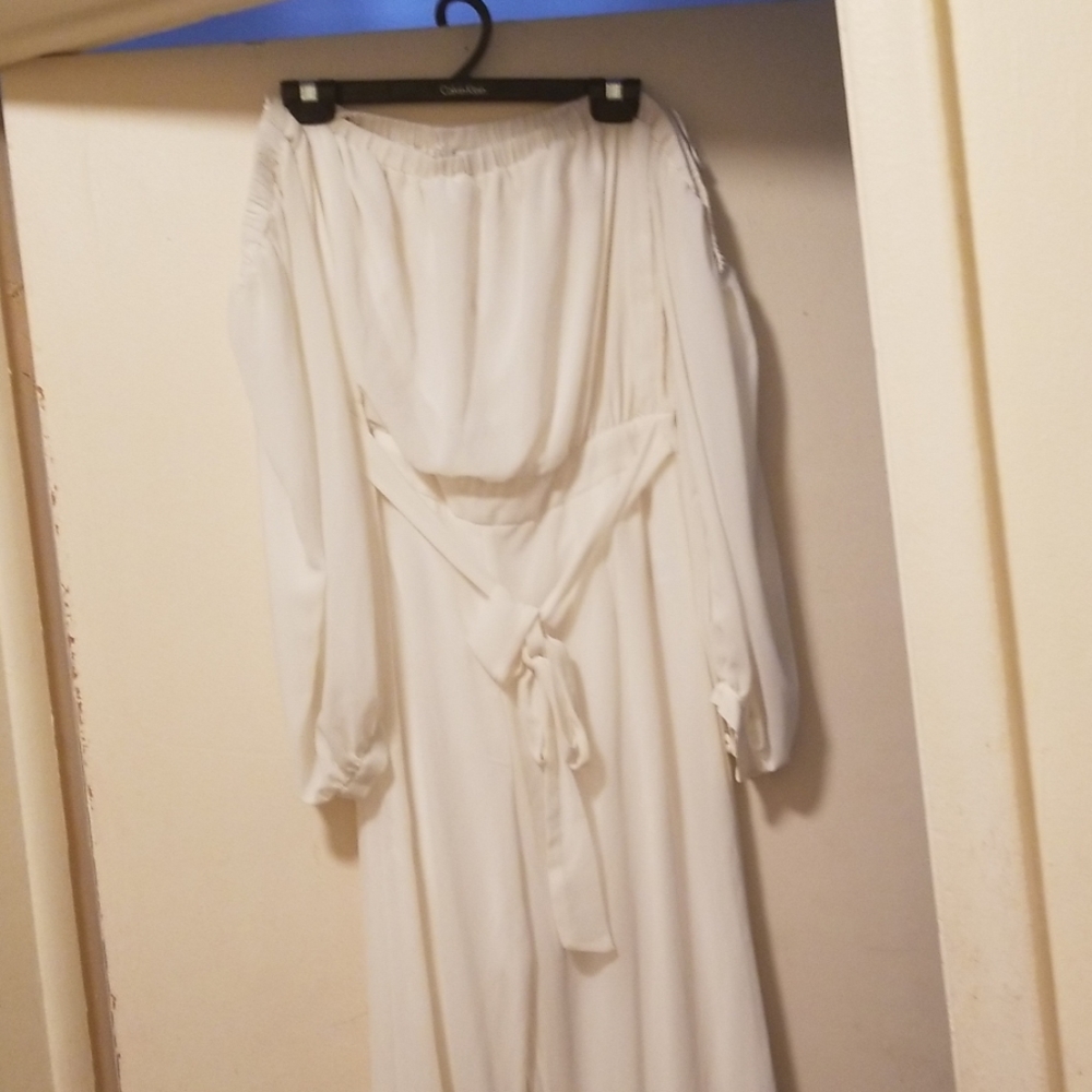 Off white off the shoulder jumpsuit